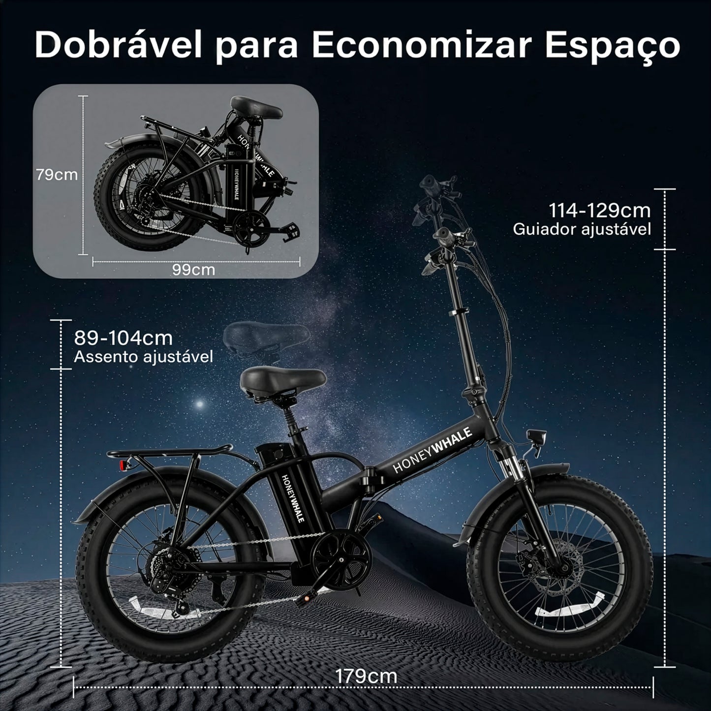 Honey Whale F6 - Bicicleta Elétrica Adulto 790w 45km 40km/h Preto