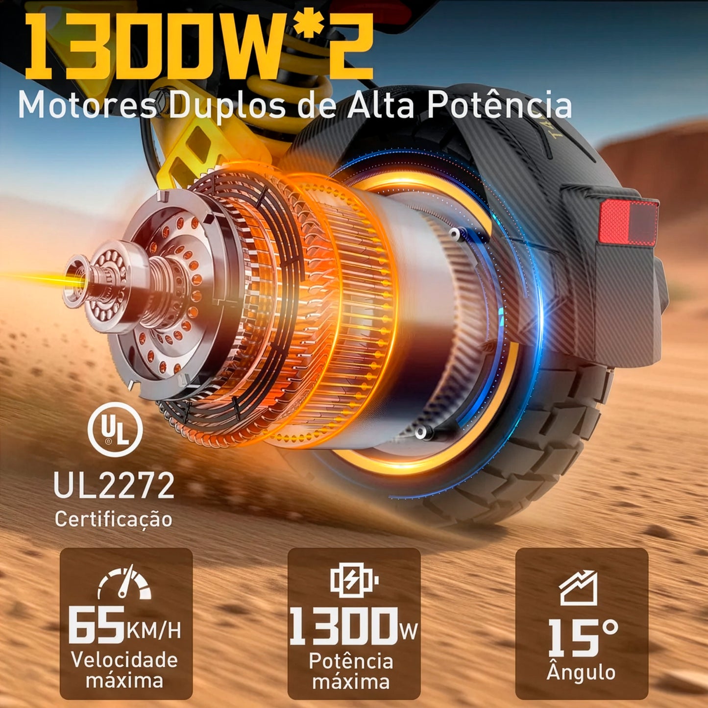 Honey Whale T4d - Patinete Elétrico Adulto, 1300w*2-65km/h-65km, Scooter-eletrica-velocidade-autonomia-juvenil-dobrável, Suspensão Dianteira E Traseira, 11 Inch Pneus Tubeless, App Bluetooth Honey Whale