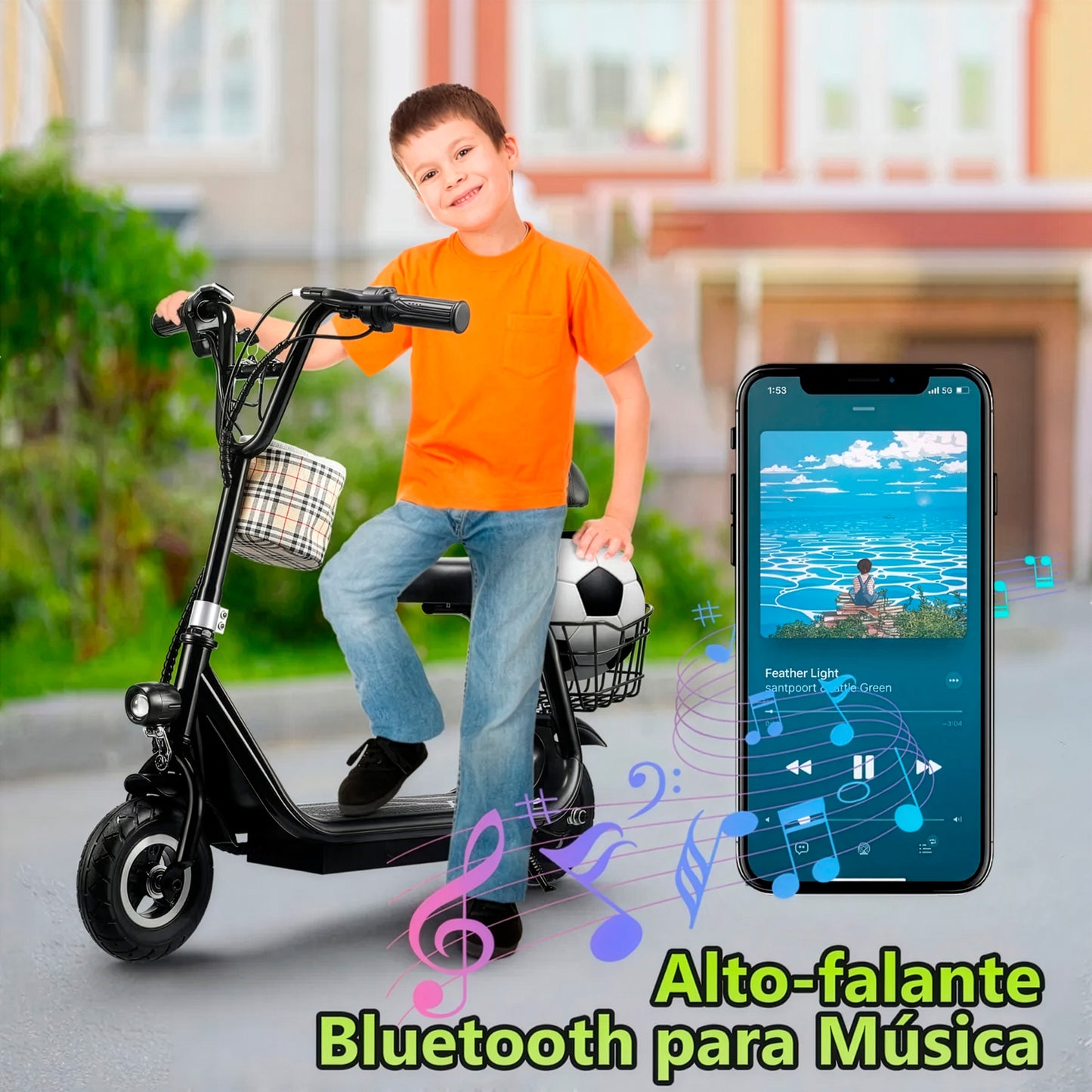 Honeywhale Jl005 Patinete Elétrico Infantil 350w 18km/h 10km Azul-celeste