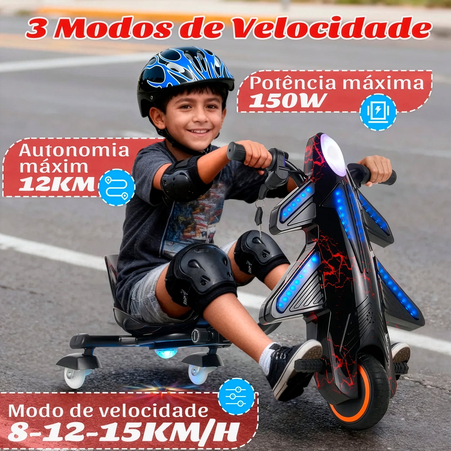 Honeywhale 008c Triciclo Elétrico Drift Infantil 150w 15km/h Preto