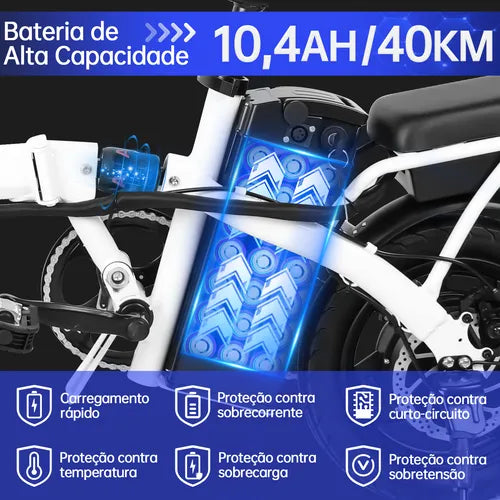 Honey Whale S6-s - branco - Bicicleta Elétrica 750w 40km 35km/h