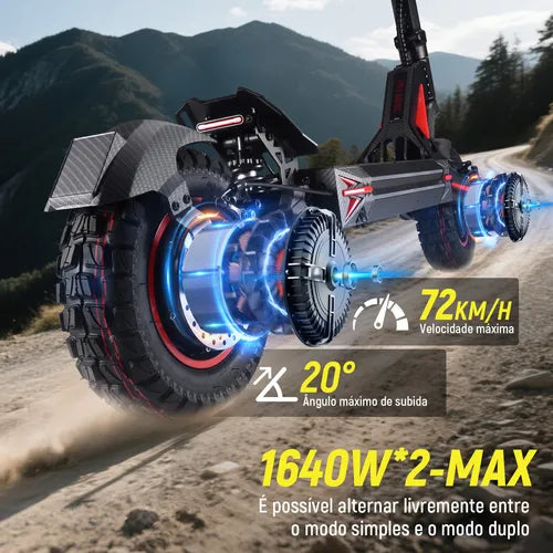 Honeywhale G4 Max Patinete Eletrico Adulto, 1640w*2-72km/h-70km-150kg, Scooter Eletrica Motor-velocidade-autonomia-carga, Patinete Juvenil Dobrável Com Cartão Nfc, Honey Whale