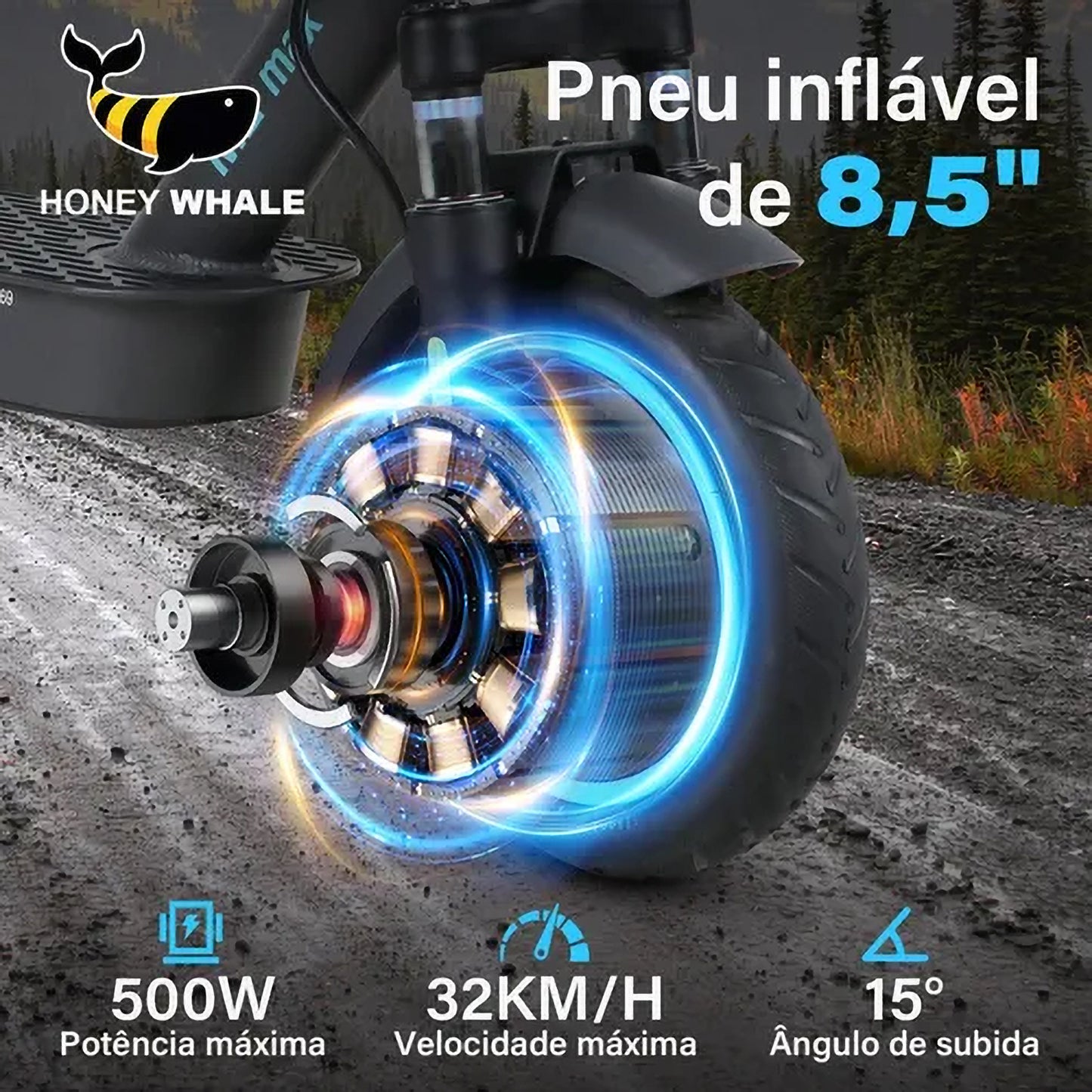 Honey Whale M2 Max - Patinete Elétrico Scooter 500w 32km/h 22km