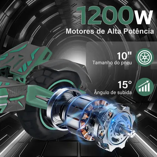 Honey Whale G2 PRO Patinete Elétrico Adulto, Scooter Eletrica Adulto com Motor de 1200W, 50km de Autonomia, 50KM/H Velocidade máxima, Honey Whale Patinete Juvenil Dobrável com Pneu a Vácuo