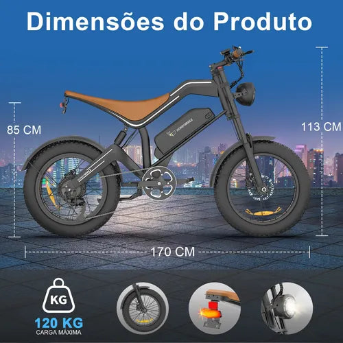 Honey Whale K6 Pro - Bicicleta Elétrica Adulto 850w 62km 55km/h