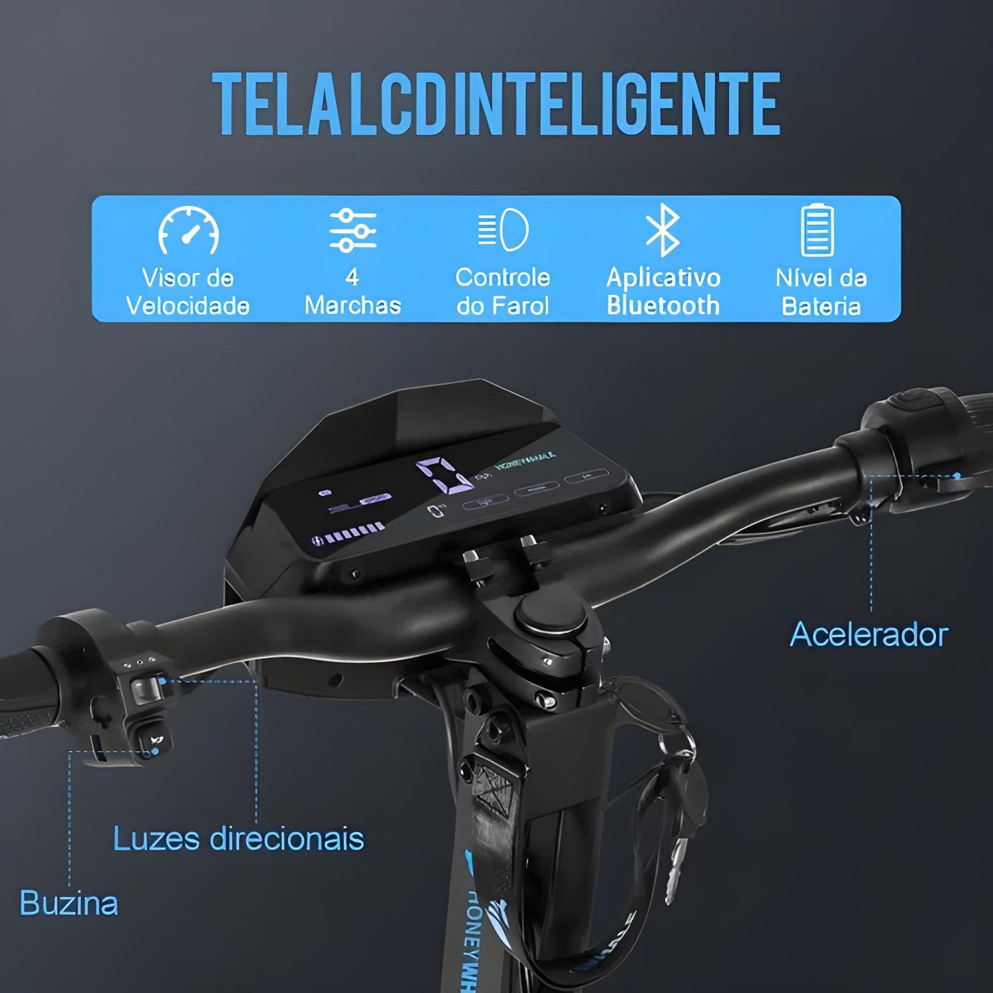 Honey Whale H4 Cinza - 2400w Patinete Elétrico Scooter 70km/h 20,8ah