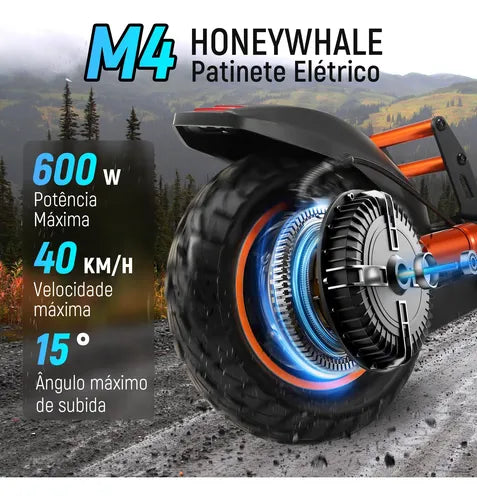 Honey Whale M4 - Patinete Elétrico Scooter 600w 40km/h 35km