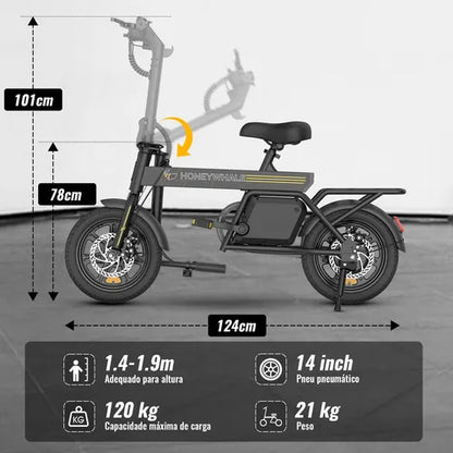 Honey Whale B20 Bicicleta Elétrica Adulto 440w 35km 25km/h