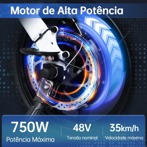 Honey Whale S6-s - branco - Bicicleta Elétrica 750w 40km 35km/h