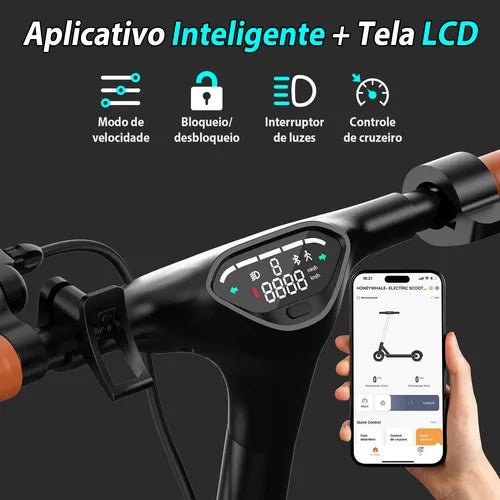 Honey Whale E9t - branco - Patinete Elétrico Scooter 500w 32km/h 22km
