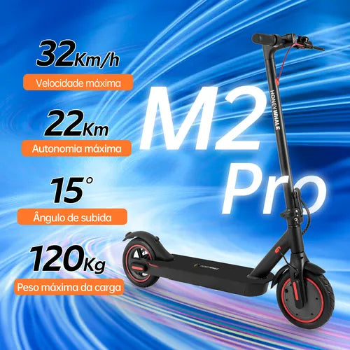 Honey Whale M2 Pro - preto - Patinete Elétrico Scooter 32km/h 500w 22km