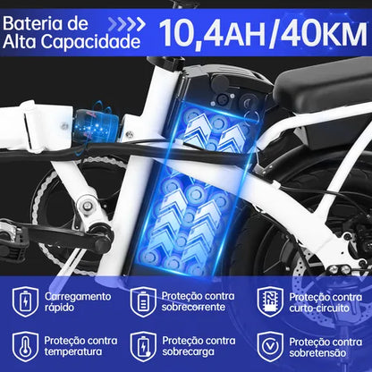 Honey Whale S6-s - branco - Bicicleta Elétrica 750w 40km 35km/h