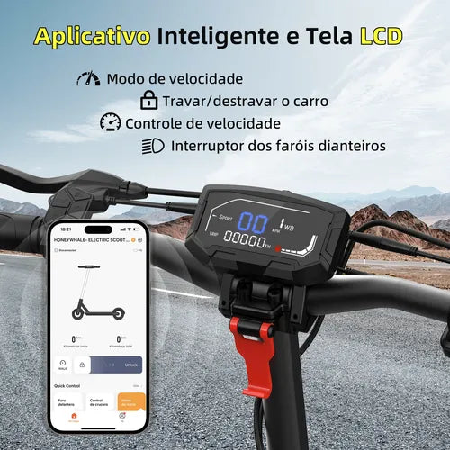 Honey Whale T4b-n - Patinete Elétrico Adulto 1000w 55km/h 50km