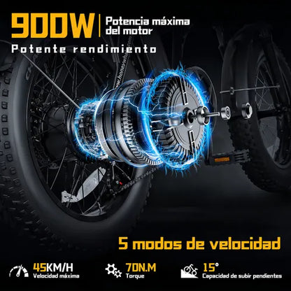 Honey Whale F6 Pro-s -Bicicleta de montanha elétrica para adultos, motor máximo de 900 w, velocidade máxima de 45 km/h, alcance elétrico puro máximo de 35 a 40 km (54,6 v, 10,4 ah), cor preta