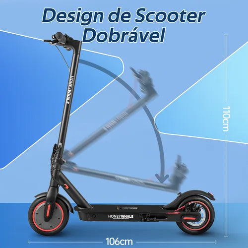 Honey Whale M2 Pro - preto - Patinete Elétrico Scooter 32km/h 500w 22km
