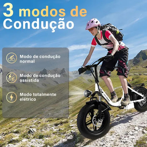 Honey Whale Bk05 - branca - Bicicleta Elétrica 500w 40km 38km/h