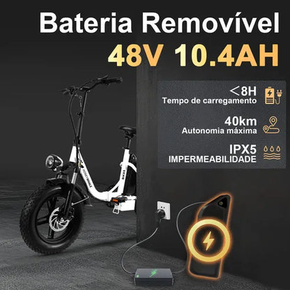 Honey Whale Bk05 - branca - Bicicleta Elétrica 500w 40km 38km/h