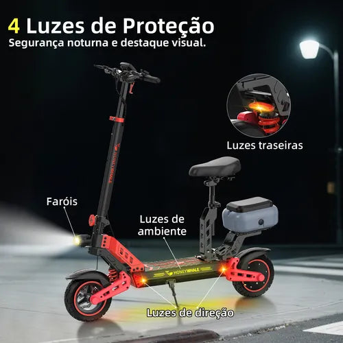 Honey Whale T4b-n - Patinete Elétrico Adulto 1000w 55km/h 50km