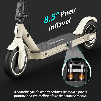 Honey Whale E9t - branco - Patinete Elétrico Scooter 500w 32km/h 22km