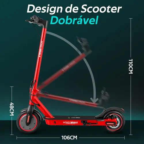 Honey Whale M2 Pro - vermelho - Patinete Elétrico Scooter 32km/h 500w 22km