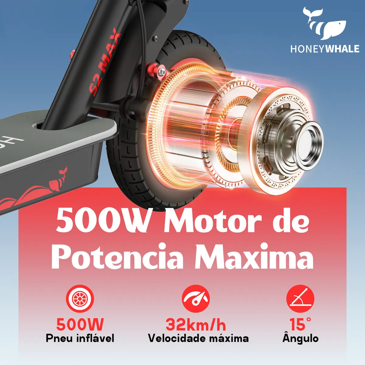 Honeywhale S2 Max Patinete Elétrico Scooter 500w 32km/h
