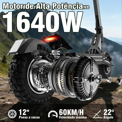 Honeywhale G3 Pro Preto - Patinete Elétrico Scooter 1640w 56km