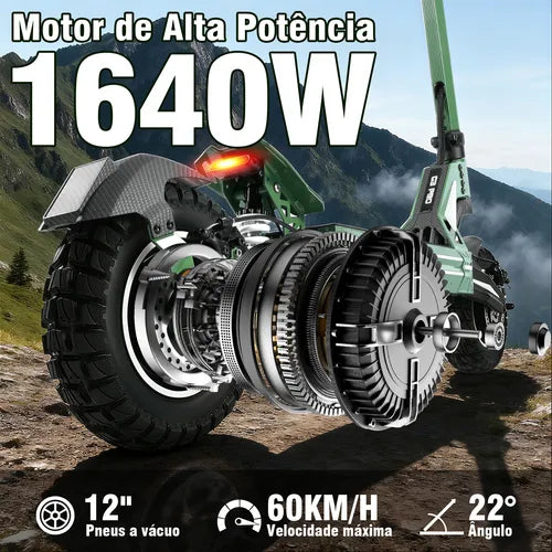 Honeywhale G3 Pro Verde - Patinete Elétrico Scooter 1640w 56km