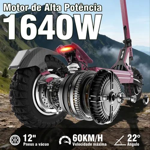 Honeywhale G3 Pro Vermelho - Patinete Elétrico Scooter 1640w 56km