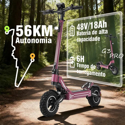 Honeywhale G3 Pro Vermelho - Patinete Elétrico Scooter 1640w 56km