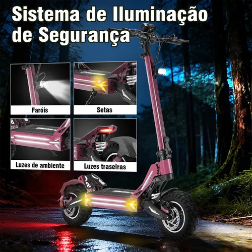 Honeywhale G3 Pro Vermelho - Patinete Elétrico Scooter 1640w 56km