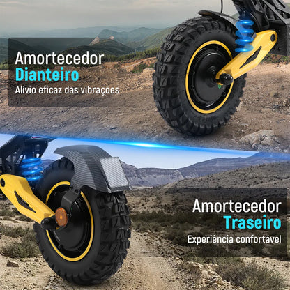Honeywhale G4 Max Patinete Eletrico Adulto, 1640w*2-72km/h-70km-150kg, Scooter Eletrica Motor-velocidade-autonomia-carga, Patinete Juvenil Dobrável Com Cartão Nfc, Honey Whale Preto-amarelo