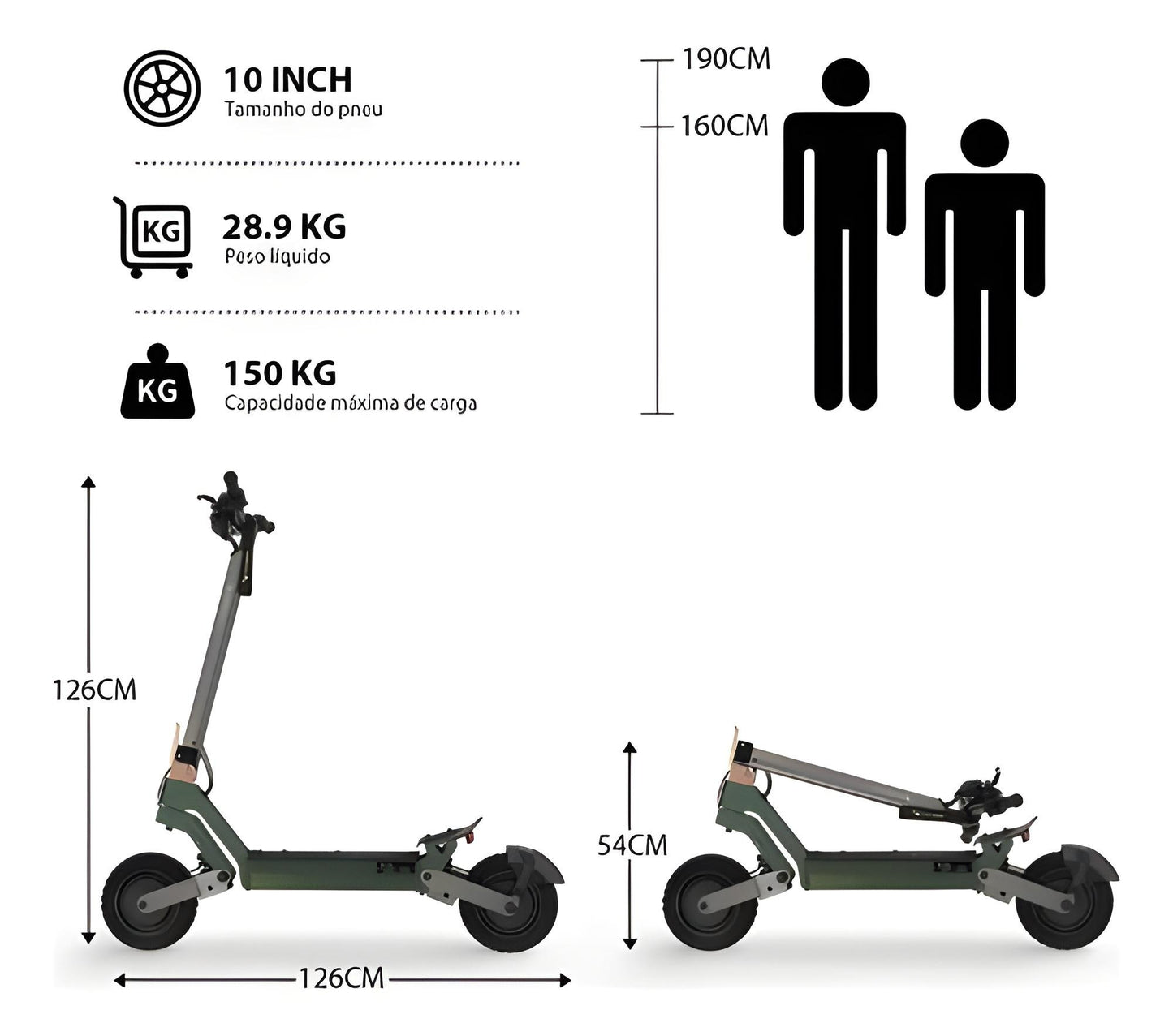 Honey Whale H2 Dual - 1200w*2 dual Patinete Elétrico Scooter 65km