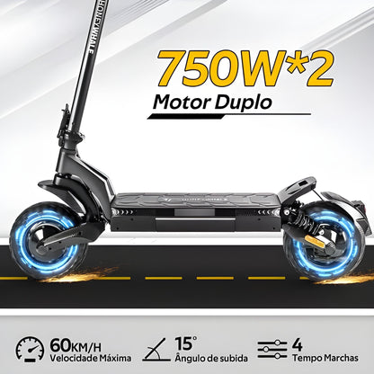 Honey Whale T5 Doble - 750w*2 Patinete Elétrico Scooter 60km/h