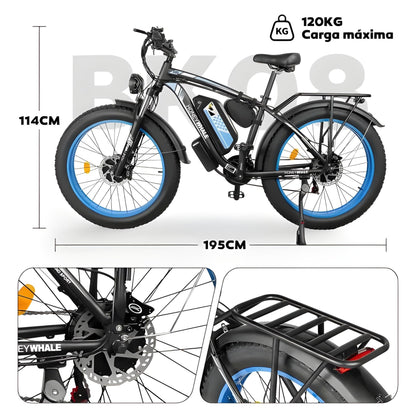 Bicicleta Elétrica de Montanha Honey Whale BK08 - azul