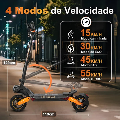 Honey Whale T8a - 950w Patinete Elétrico Scooter  55 Km/h 50km