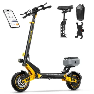 HONEYWHALE T4D Patinete Elétrico Motores Duplos 2600W Bateria 52V 20Ah Pneus 11" com Assento e App
